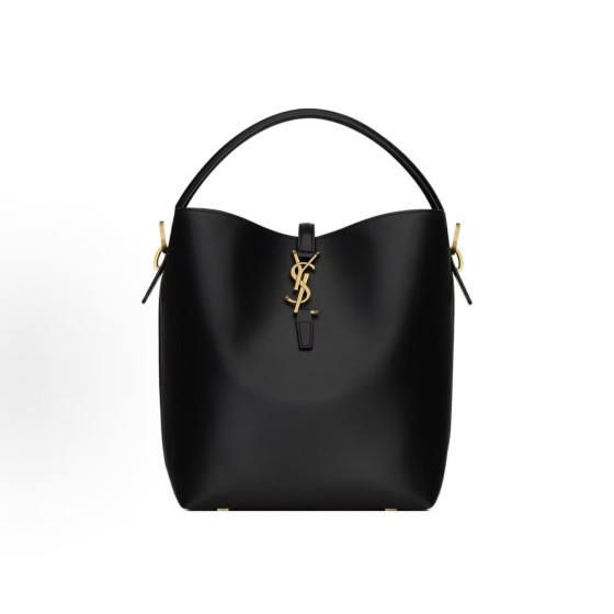 SAINT LAURENT YSL LE37 Gold Logo Hook buckle opening and closing single-shoulder crossbody handbag for women, black